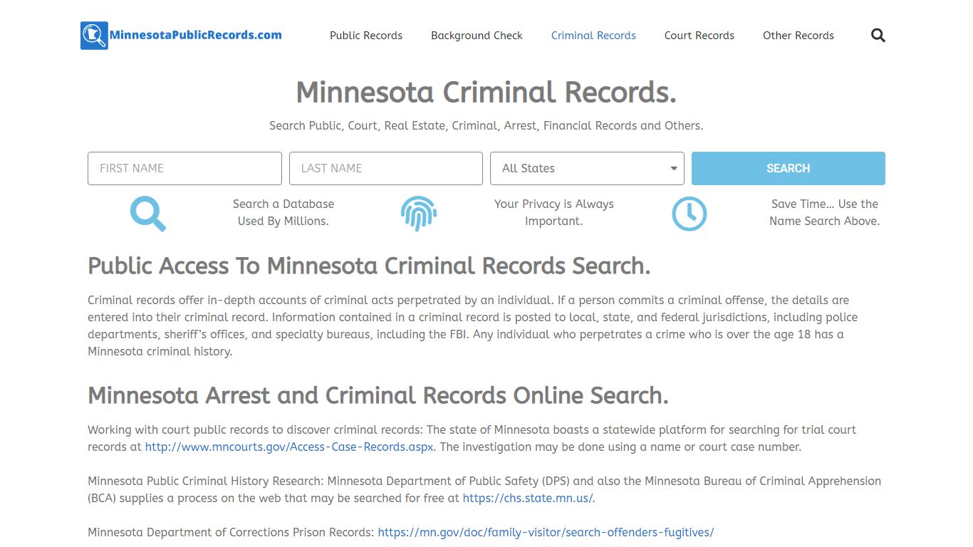 Minnesota Criminal Records: MinnesotaPublicRecords.com